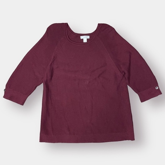 CJ Banks Maroon Sweater 3/4 Sleeves Size 1X - Picture 1 of 4